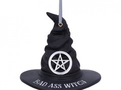 Decoratiune cu agatatoare palarie vrajitoare Bad Ass Witch 9 cm